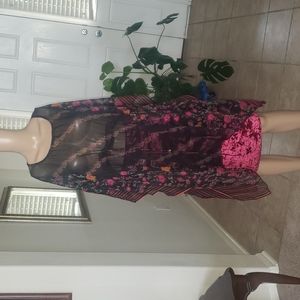 HP Sunflower free size black floral hippe striped batwing drawstring kaftan